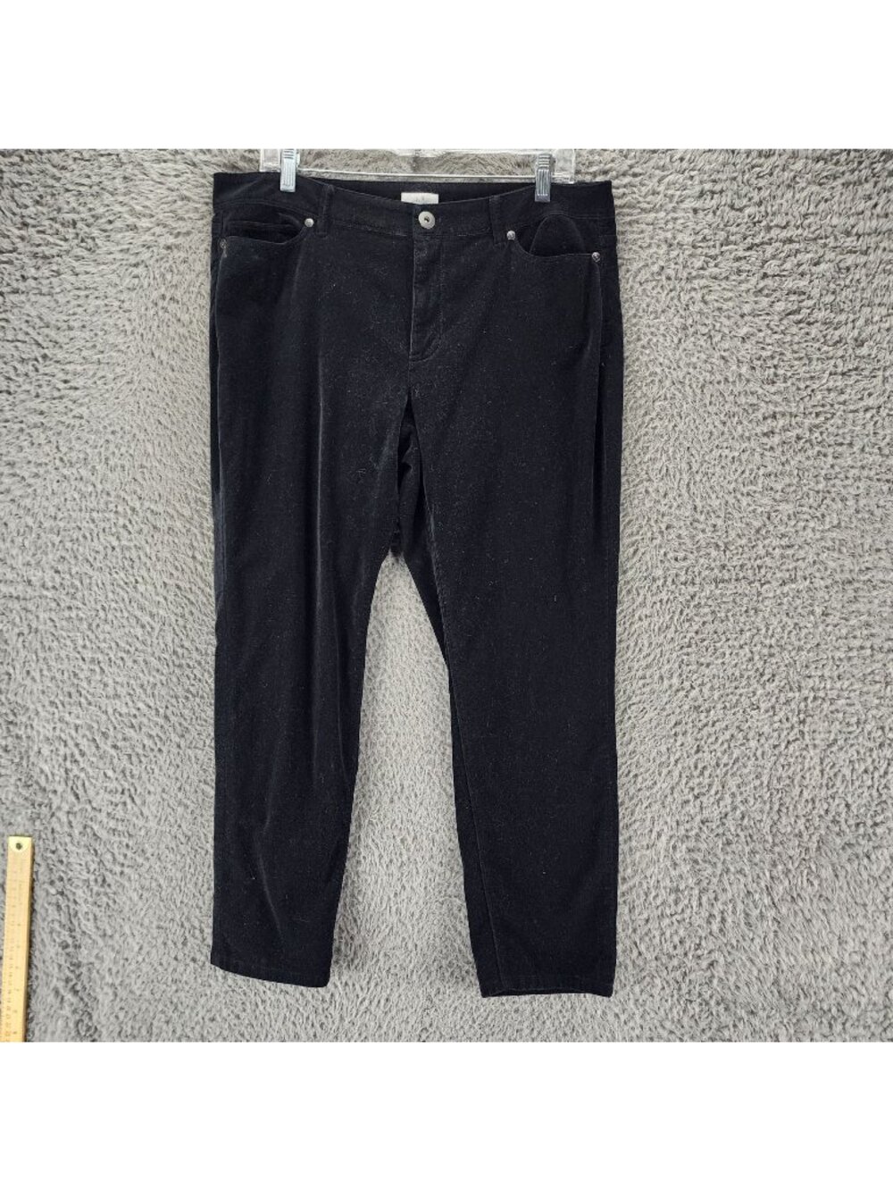 J. Jill Pants Womens 14 Petite Black Corduroy Stretch Mid Rise Slim Leg